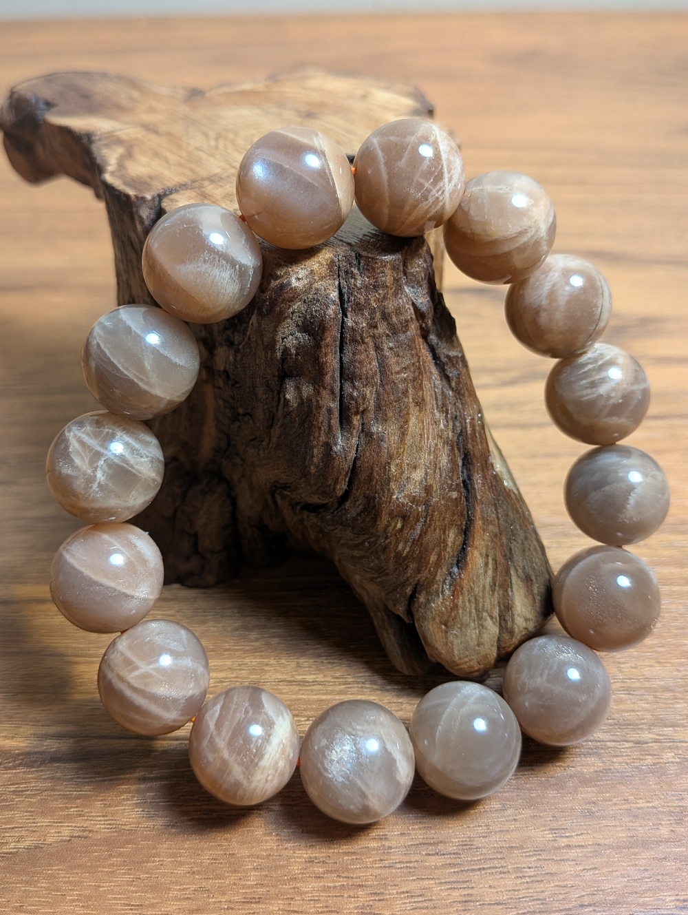 Peach Moonstone 14mm Crystal Bracelet